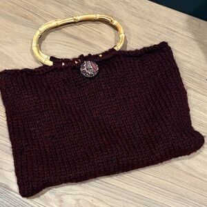 Chic Knit Tote with Bamboo Handle